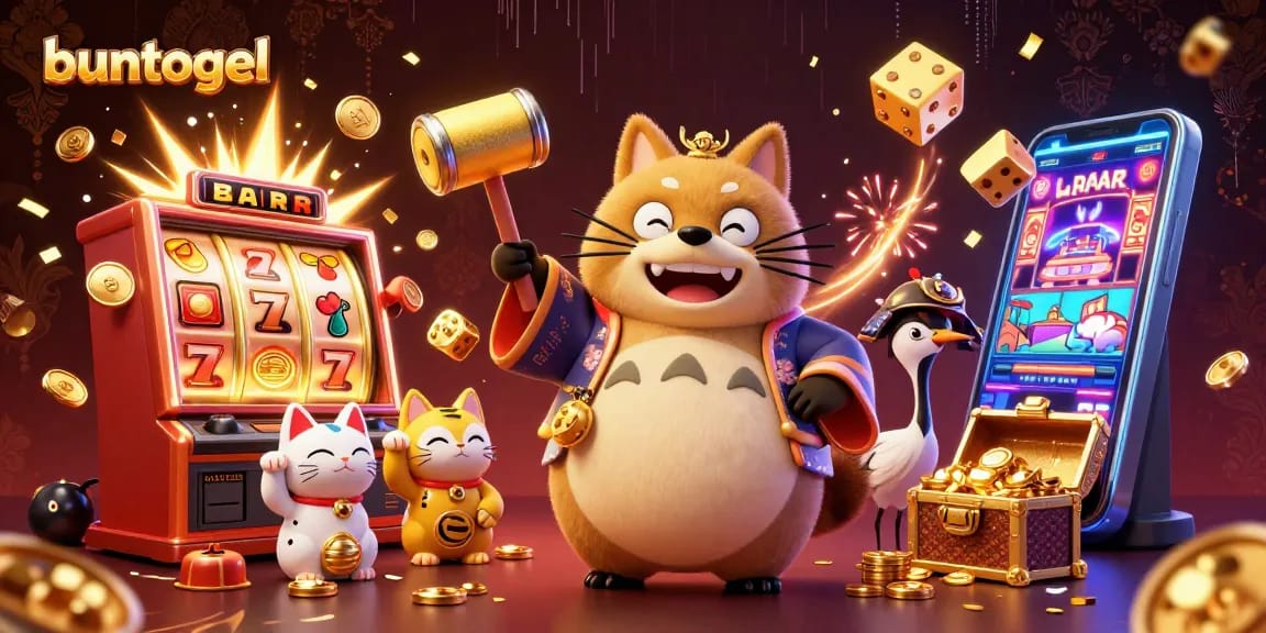 Buntogel offers a vibrant casino experience featuring colorful characters and exciting gaming elements.
