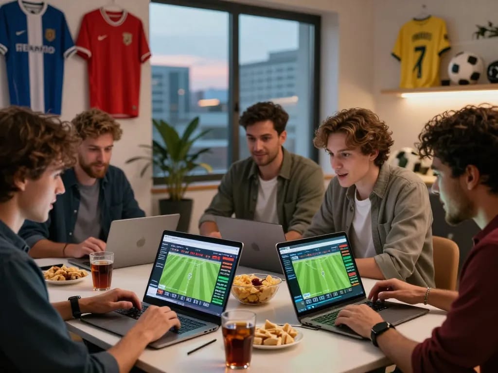 Exciting sports betting environment showcasing real-time football odds on 1gom with enthusiasts analyzing data.