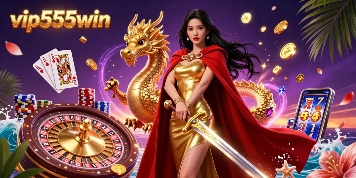 Experience the thrill of vip555win with an exciting scene filled with golden coins and vibrant casino elements.