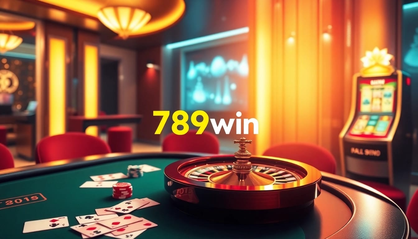 Experience the thrill of 789win with vibrant casino elements featuring poker, roulette, and slots.