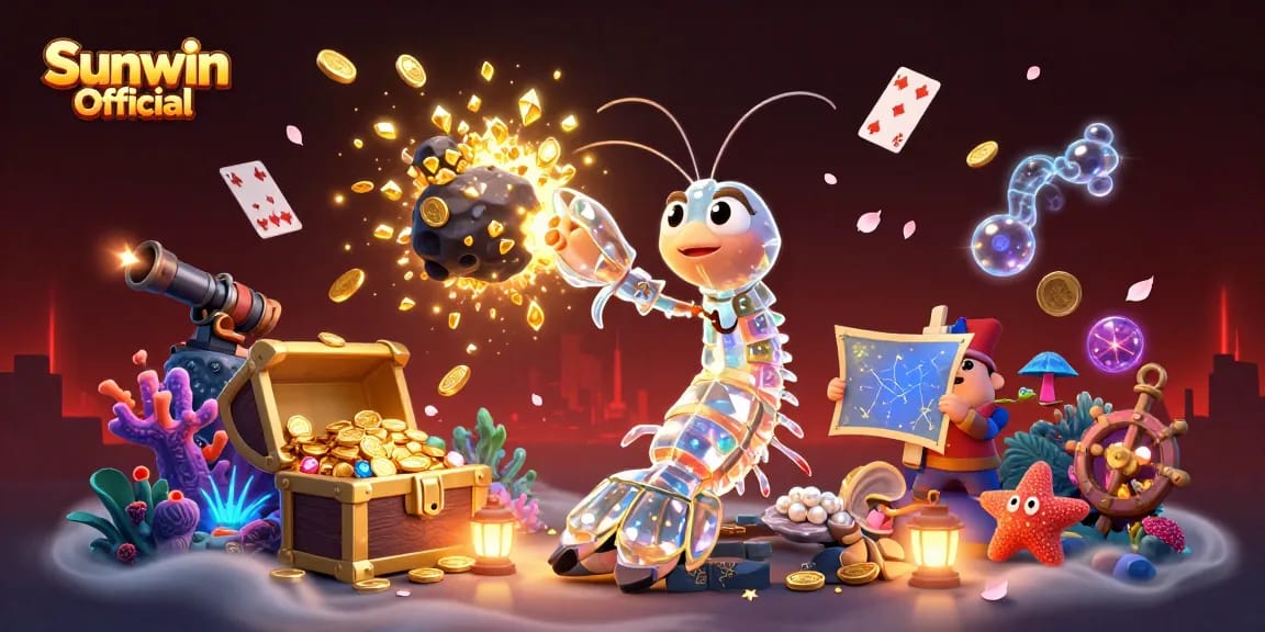 Experience excitement with Sunwin Official's vibrant gaming world featuring a galactic samurai and treasure exploration.