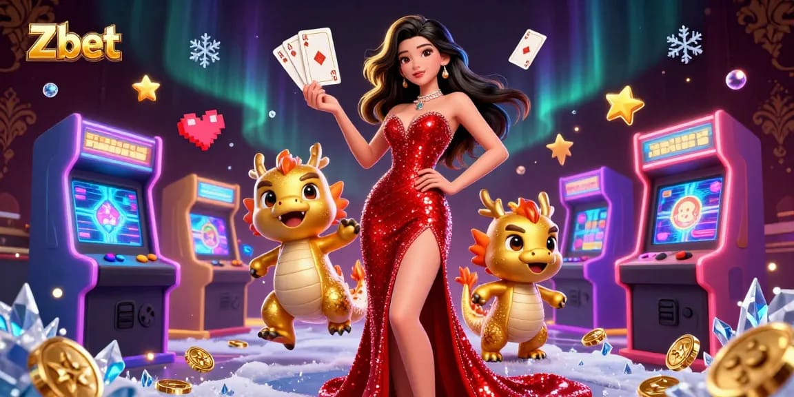 Zbet brings excitement with a dazzling Asian woman and a golden dragon in a vibrant casino scene.