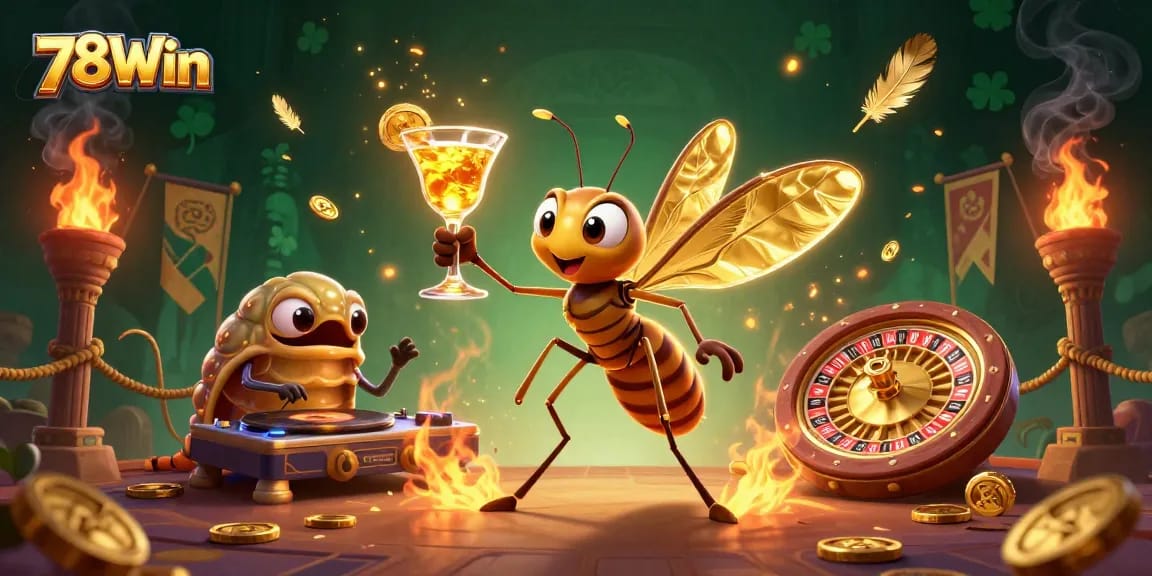 Experience the thrill of 78Win with a vibrant casino scene featuring a unique cast of characters and dynamic gaming elements.