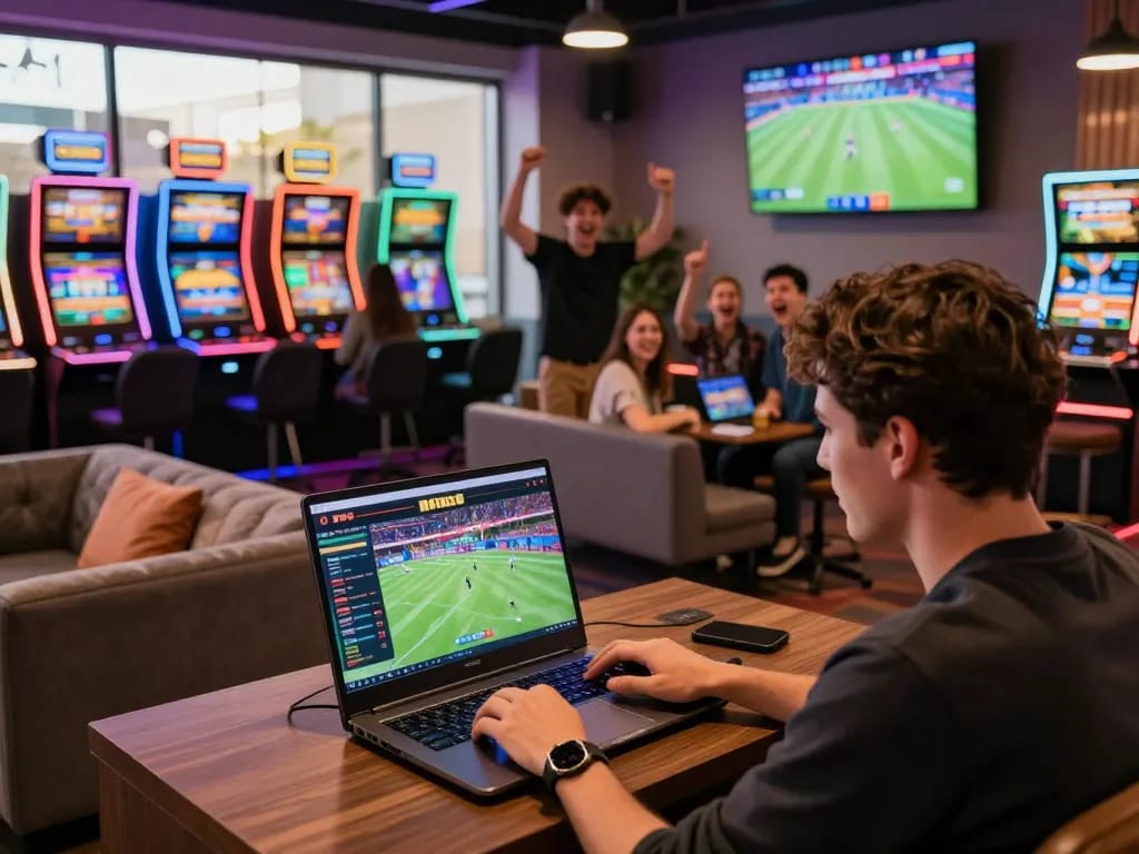 Engaging moment at F168's vibrant online gambling platform with players enjoying sports betting and casino games in 2026.