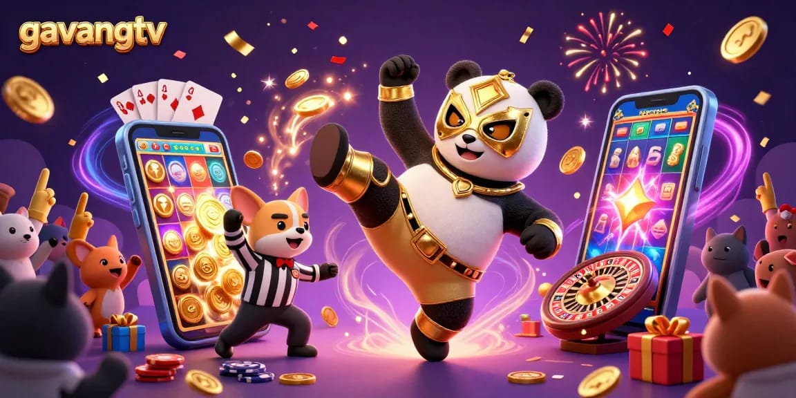 Experience excitement with gavangtv as the panda wrestler and chihuahua referee captivate the casino crowd.