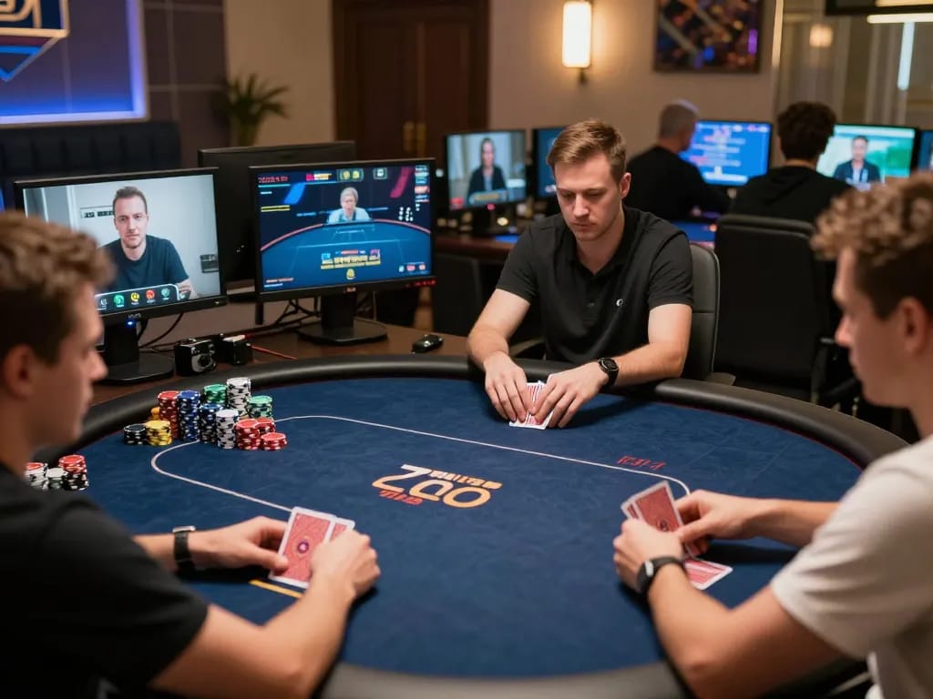 lc88 players engaged in strategic online poker game at home gaming setup