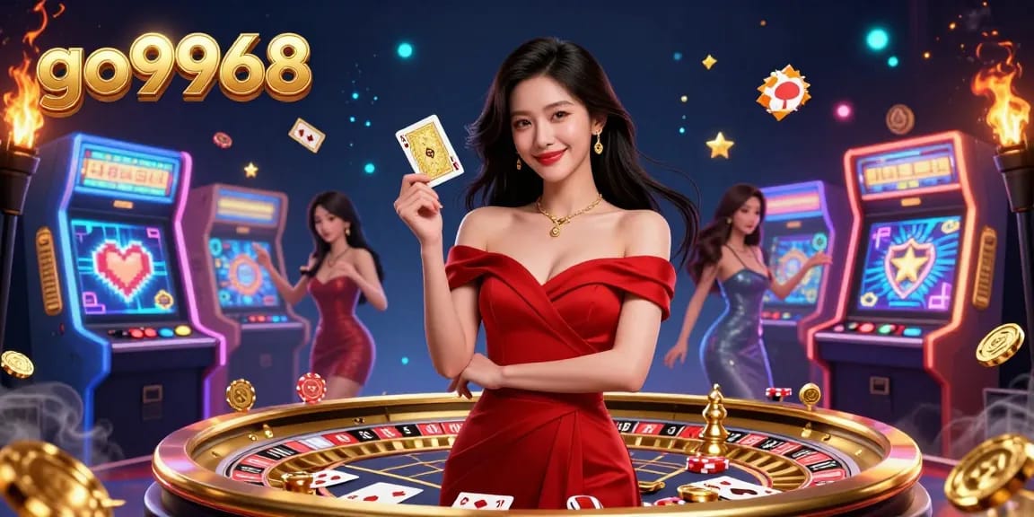 Experience vibrant gaming excitement at go9968 with glamorous casino elements and electrifying arcade visuals.