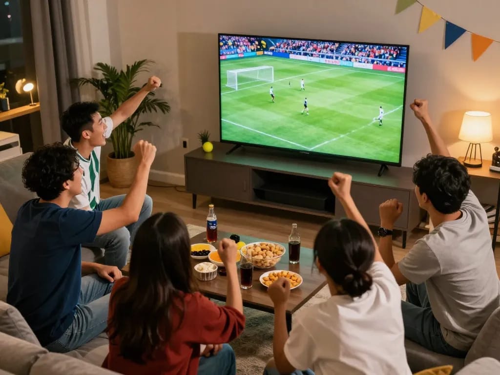 Experience the excitement of xem bóng đá Socolive with friends during live sports matches at home.