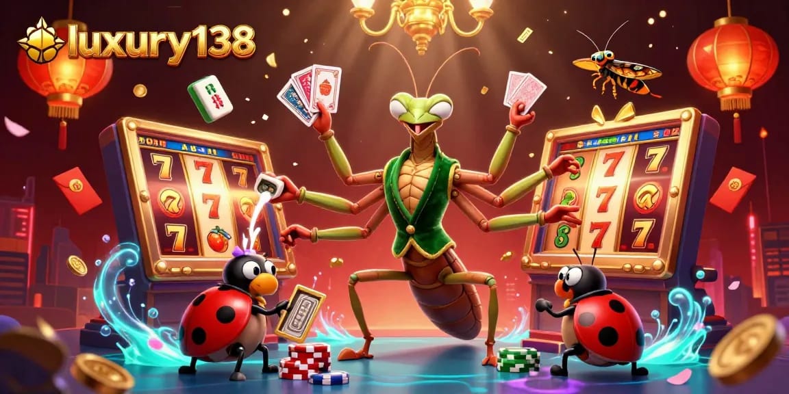 Experience thrilling gameplay at luxury138 with vibrant slot reels, dynamic characters, and winning chances.