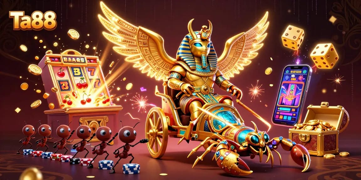 Experience thrilling gameplay at Ta88 with vibrant casino elements and exciting jackpots in a dazzling scene.