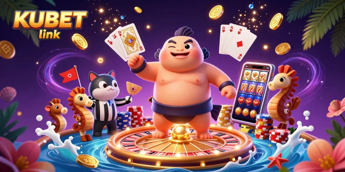 Experience the excitement at KUBET link with a vibrant underwater casino scene featuring a fugu and catfish in action.
