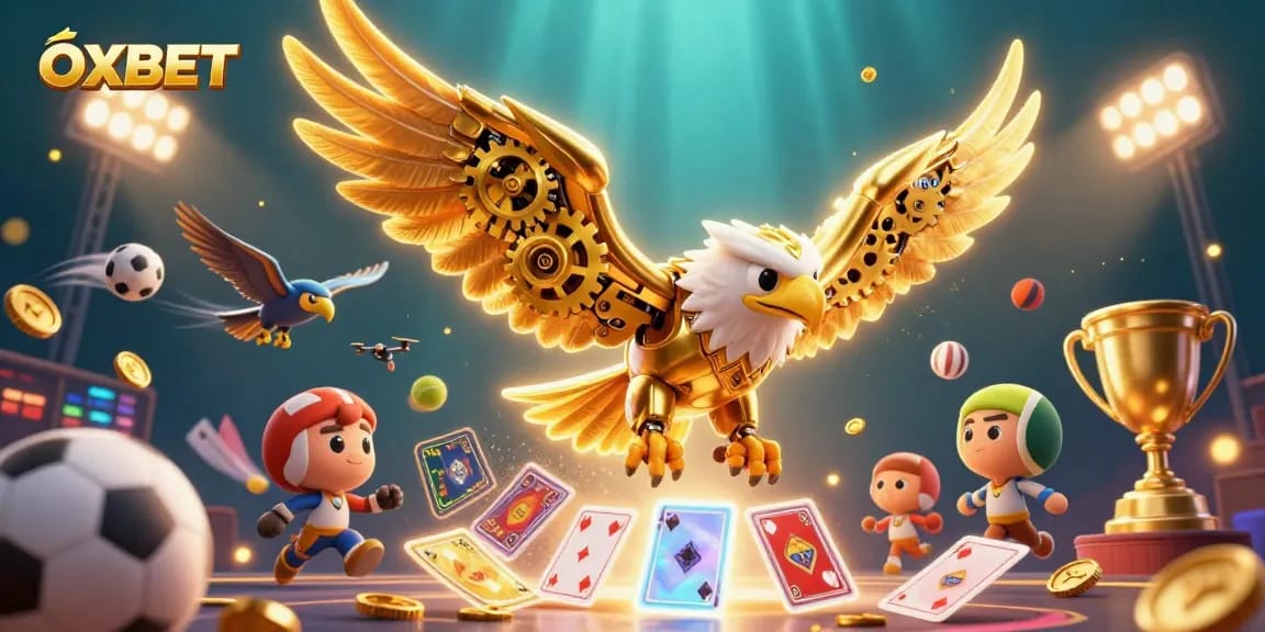Experience thrilling betting action at OXBET with a cybernetic eagle soaring amidst dynamic game elements.