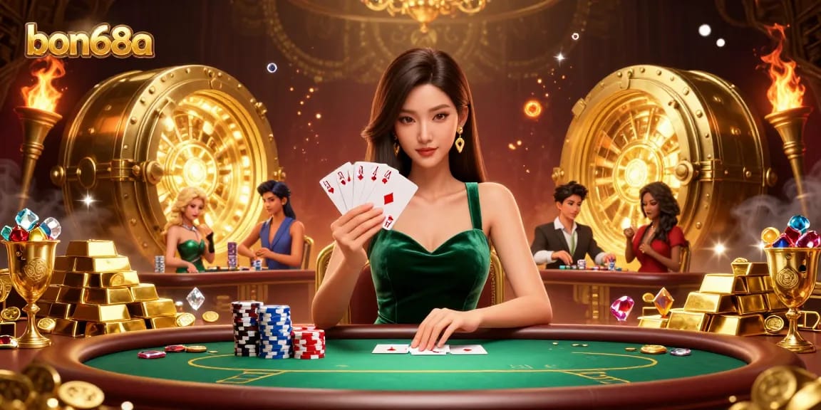 Experience the thrill of bon68a with this captivating poker scene featuring luxury elements and excitement.