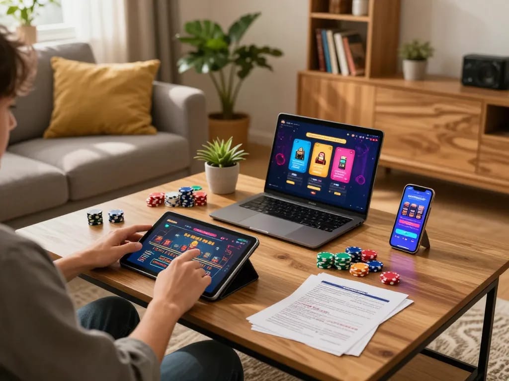Tải TG88 to explore dynamic online casino gameplay on tablet in cozy home setting