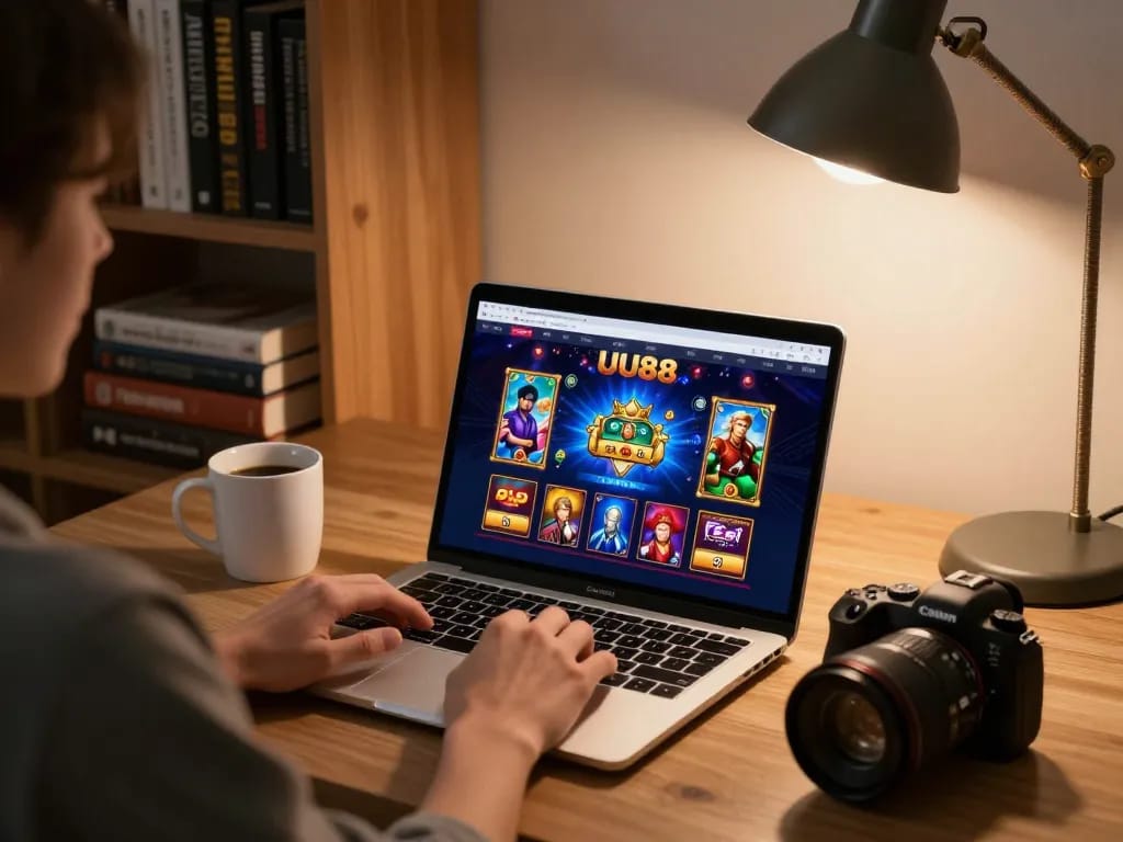 Engaging online gaming experience at trang chủ uu88 with a cozy home office setup.