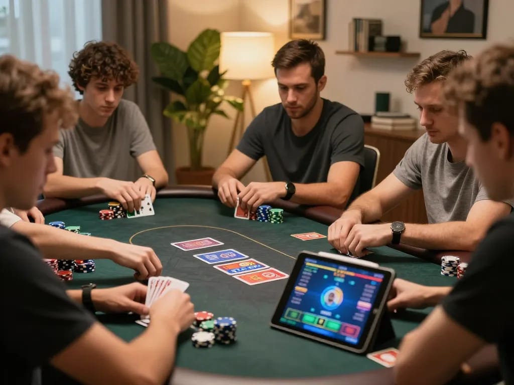 SV 368 players engaged in a strategic online poker game on a tablet, capturing the excitement of the moment