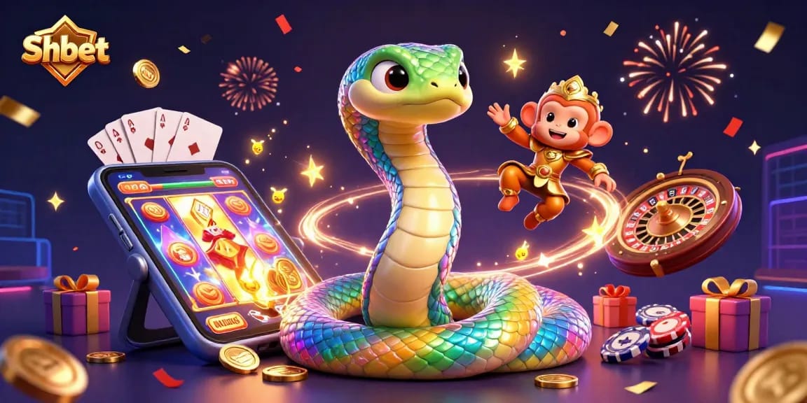 Engage with Shbet's vibrant casino experience featuring a rainbow serpent and dynamic games.