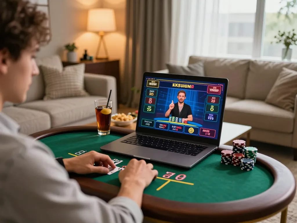 Player engaging in live dealer blackjack online showcasing DA88 strategy for optimal betting