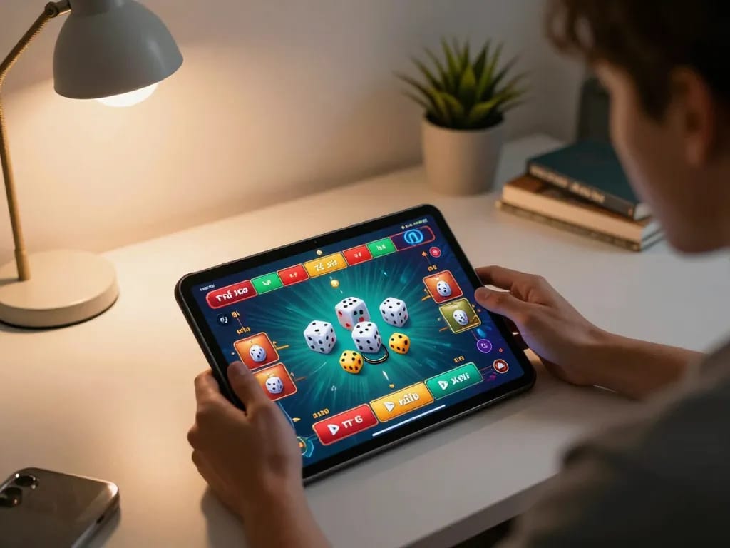 Engaging gameplay of game tài xỉu on a tablet highlighting online betting excitement