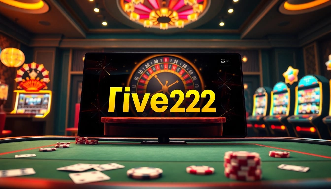 Experience the excitement of free credit live22 with vibrant online casino gaming visuals featuring slot machines and poker elements.