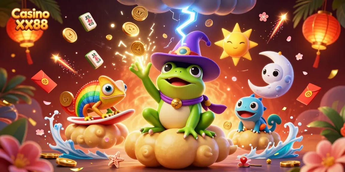 Experience Casino XX88 with vibrant characters and dynamic game elements in a magical scene.