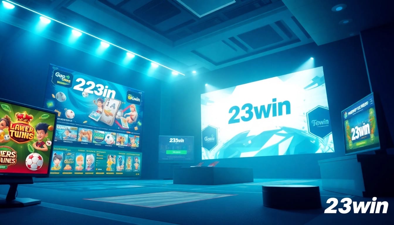 Engaging gaming interface showcasing 23win's diverse offerings and vibrant design.