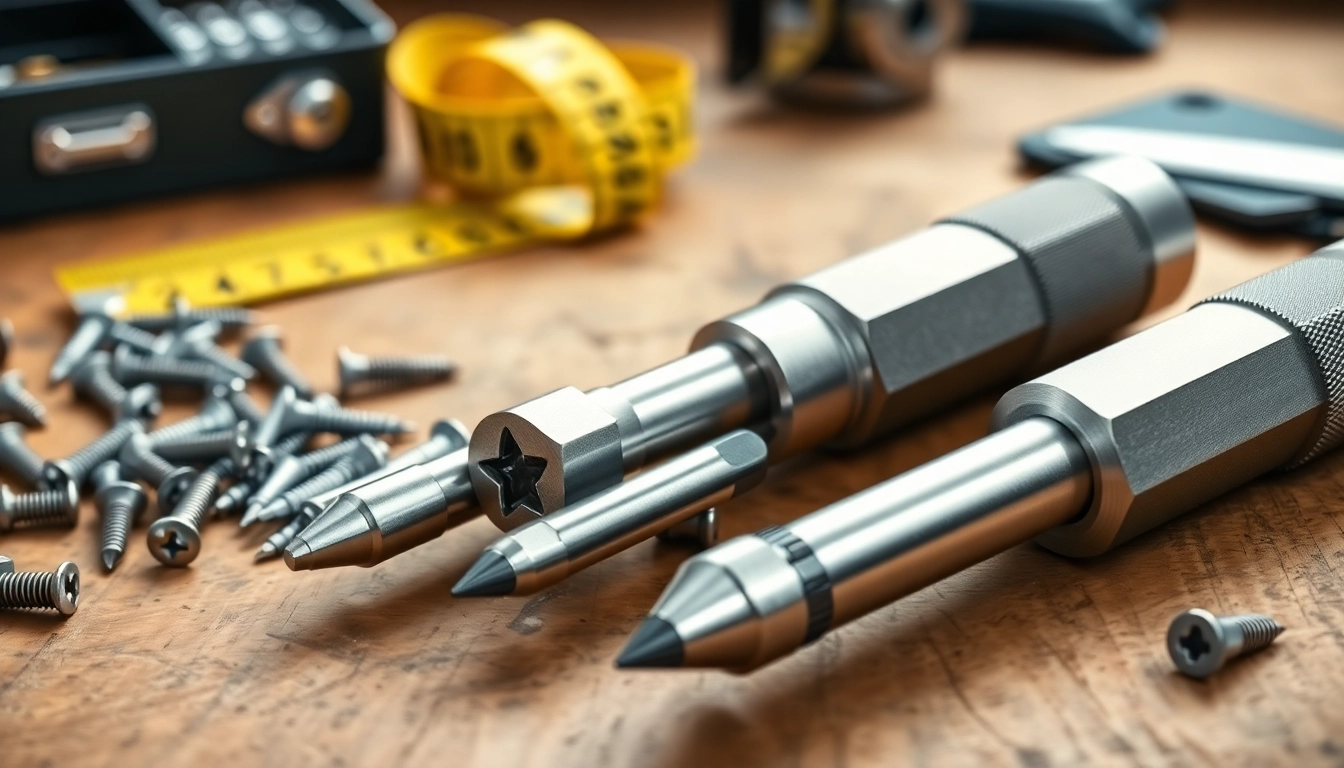 Set di cacciaviti torx con strumenti di precisione e viti su un tavolo di legno.