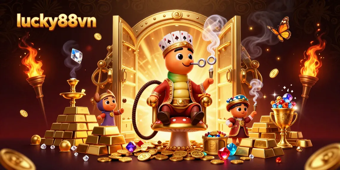 Experience luck with lucky88vn in a vibrant casino-themed illustration.
