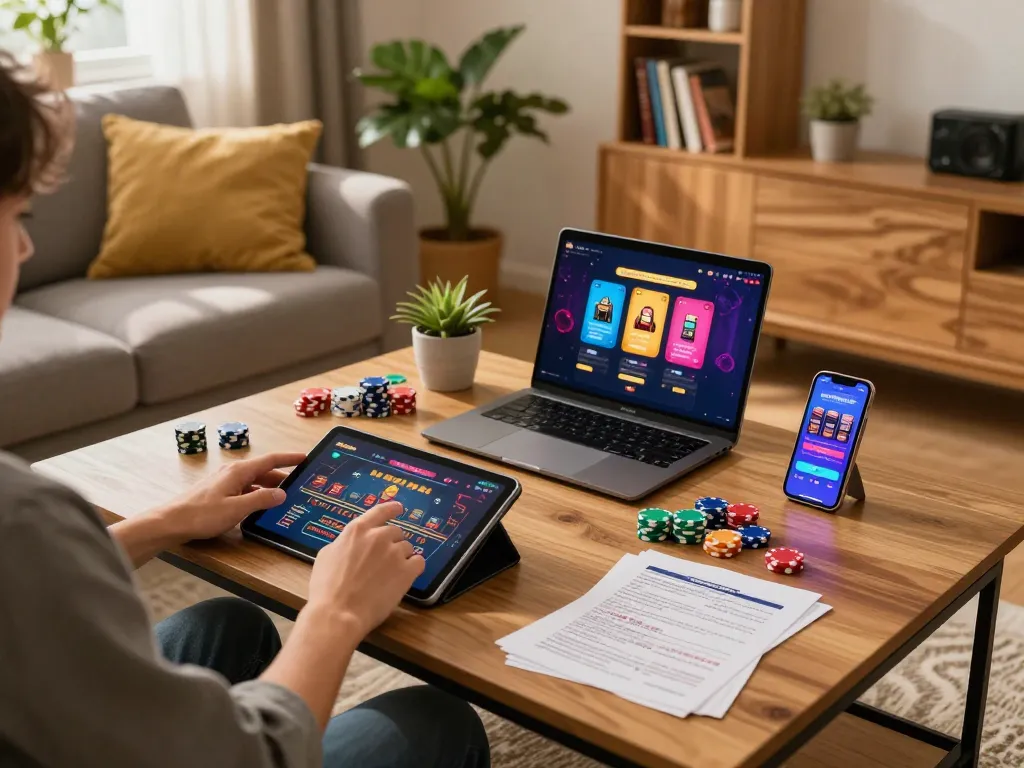 Tải TG88 to explore dynamic online casino gameplay on tablet in cozy home setting