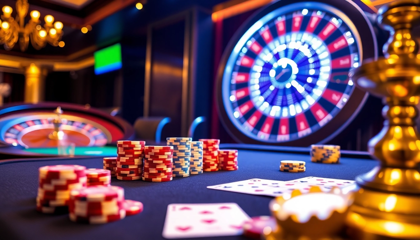 Exciting gaming experience at Nhà cái Luck8 with a luxurious casino table and roulette.