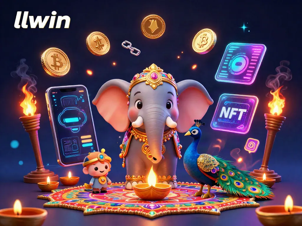 Experience thrilling wins with llwin, featuring a vibrant elephant and peacock in a dynamic gaming scene.