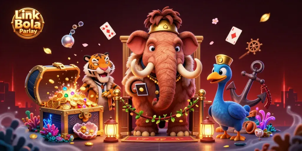 Engage in thrilling action with Link Bola Parlay while navigating a vibrant 3D casino scene filled with excitement.
