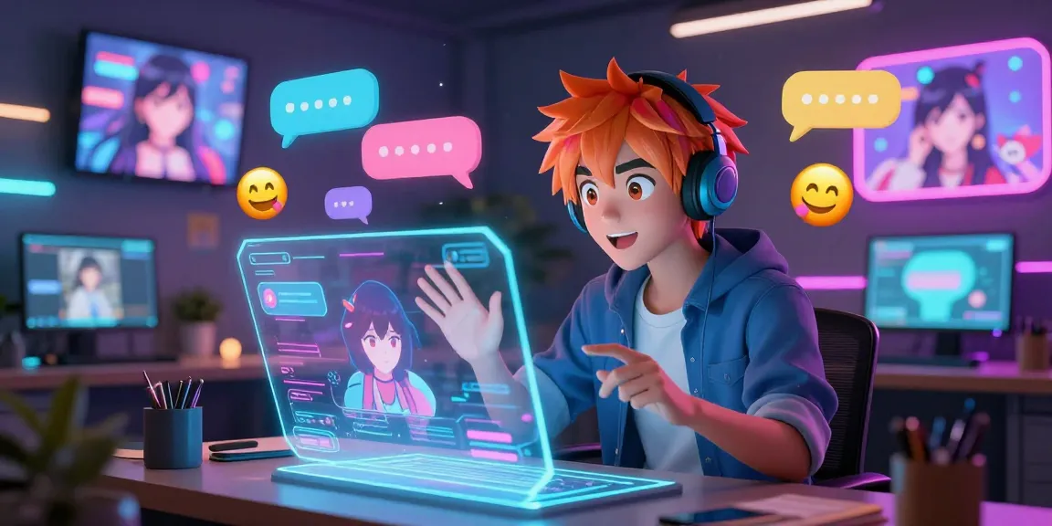 Engaging ai hentai chat in a vibrant anime-inspired virtual environment with interactive elements.