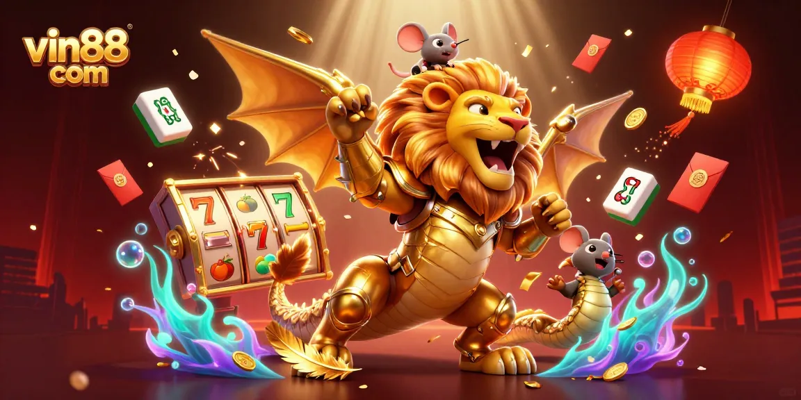 Experience the thrill of winning at vin88 com with a vibrant 3D casino scene featuring exciting slot games.