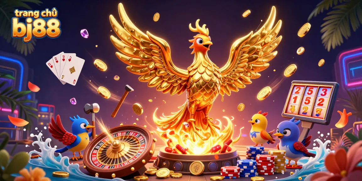 Play exciting games at trang chủ bj88 with golden phoenix and dynamic casino elements